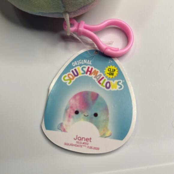 NWT Squishmallow Janet the Jellyfish Shimmer Ribbon Tail 3.5” Clip On - Picture 3 of 3
